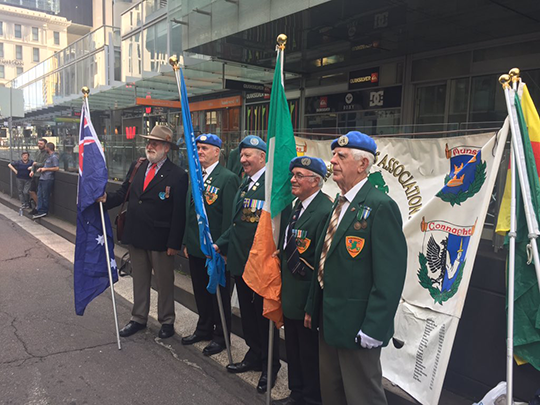 Members of the United Irish Ex-Services Association at the Anzac Day Parade in Sydney, 2017