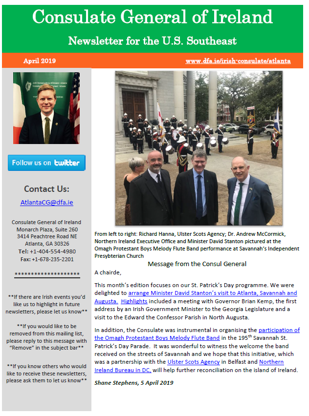 Front page of our April 2019 Newsletter